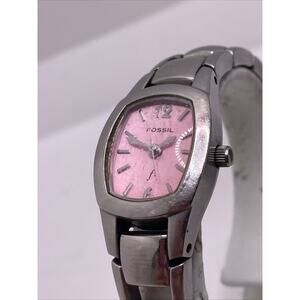 Vintage Womens Fossil Pink Dial Watch Works New Battery